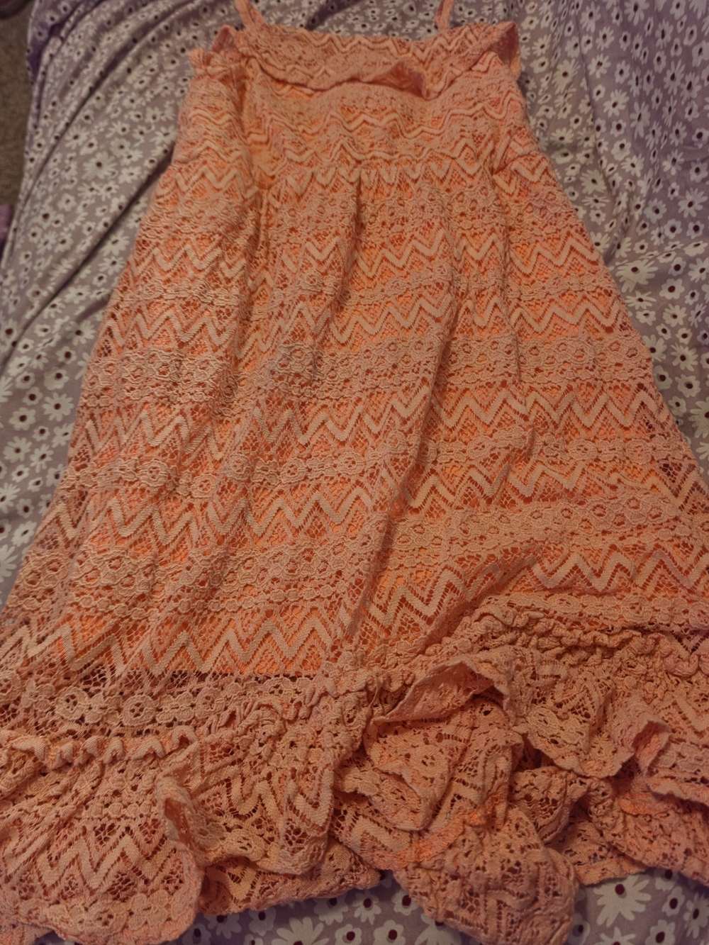 Peach Lace A-Line Dress